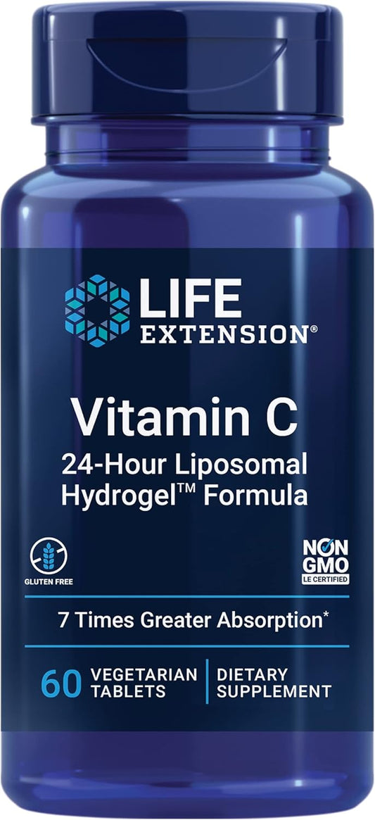 24-Hour Liposomal Hydrogel™ Vitamin C for Maximum Absorption, Gluten-Free, Non-GMO, Vegetarian - 60 Tablets