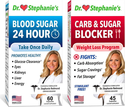 24 Hour Support & Carb/Sugar Blocker Bundle Pack by Pharmaganics - Dr. Stephanie's Daily Supplement Kit