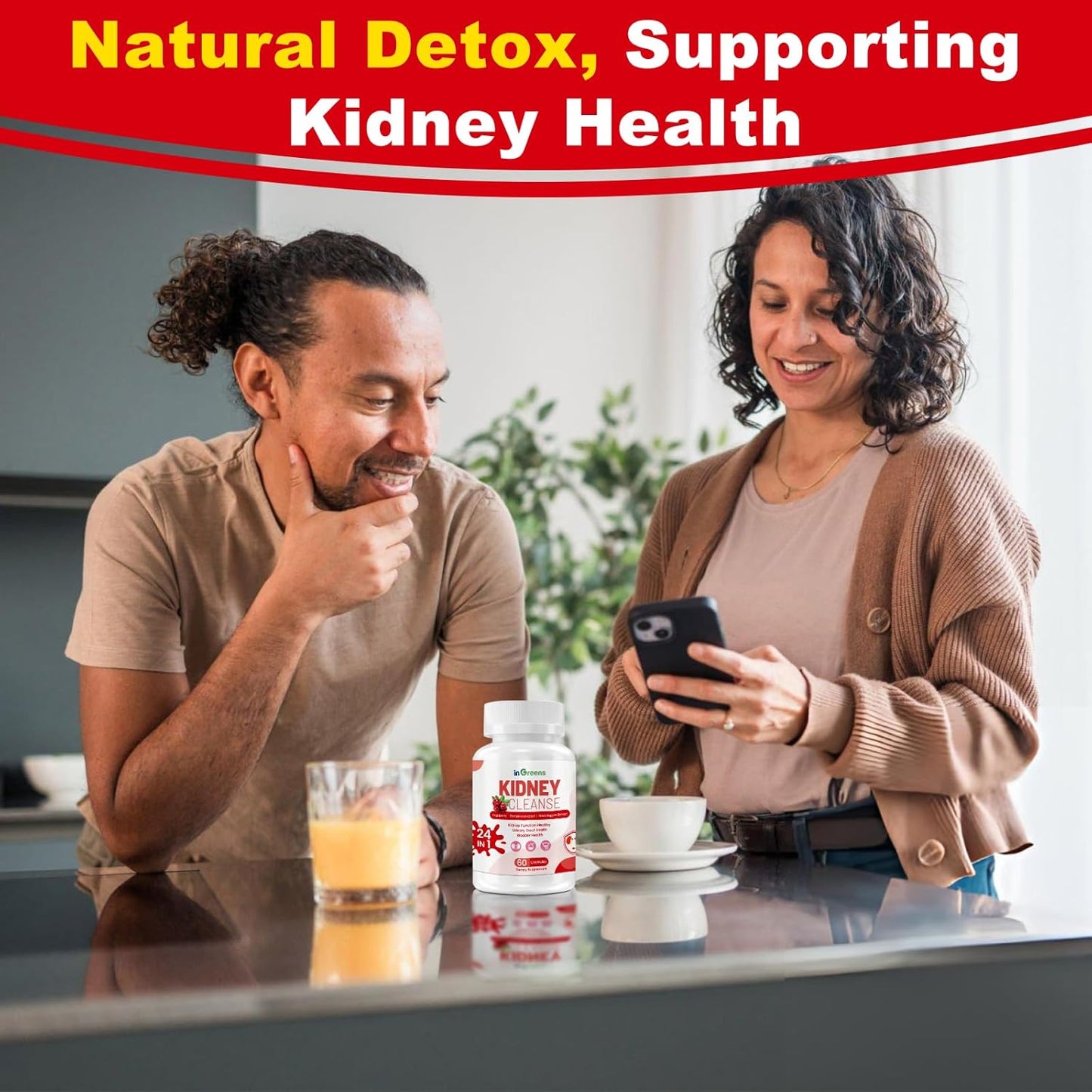 24-in-1 Kidney Support Supplement for Detox & Repair - Herbal Formula for Kidney & Urinary Tract Health - Non-GMO, 60 Capsules - Made in USA