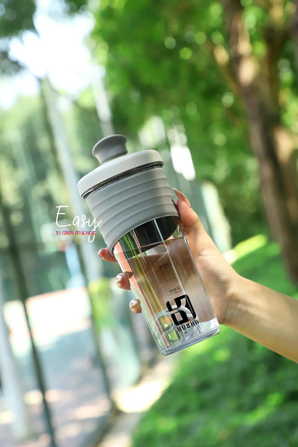 24-Ounce Kubha 2nd Generation Protein Shaker Bottle with Mixing Ball - Ideal for Workouts, Outdoor Use - Gray Whey Protein Shaker with Clear Measurement