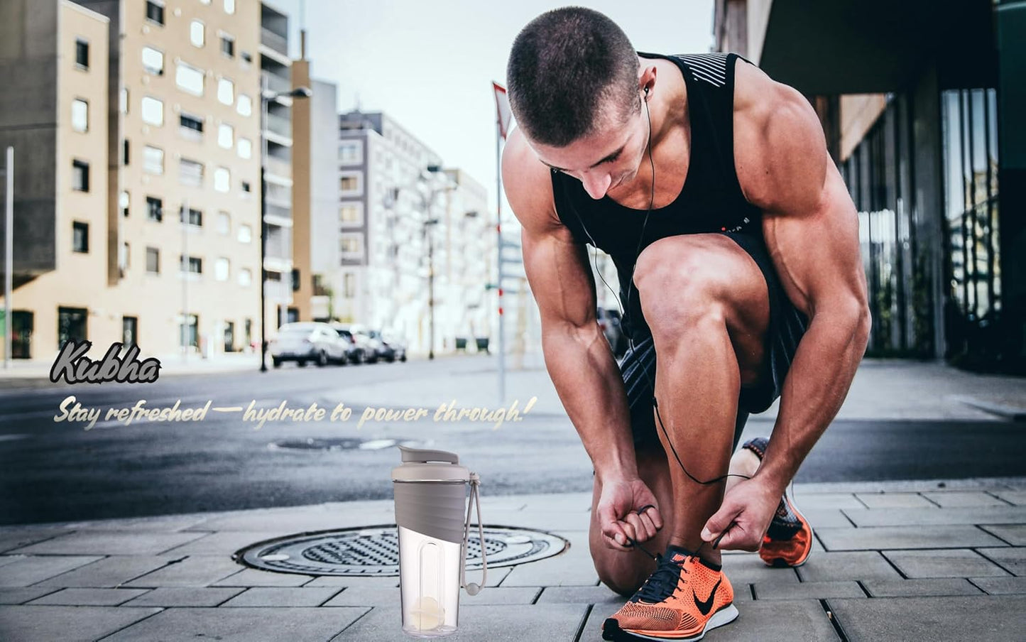 24-Ounce Kubha 2nd Generation Protein Shaker Bottle with Mixing Ball - Ideal for Workouts, Outdoor Use - Gray Whey Protein Shaker with Clear Measurement