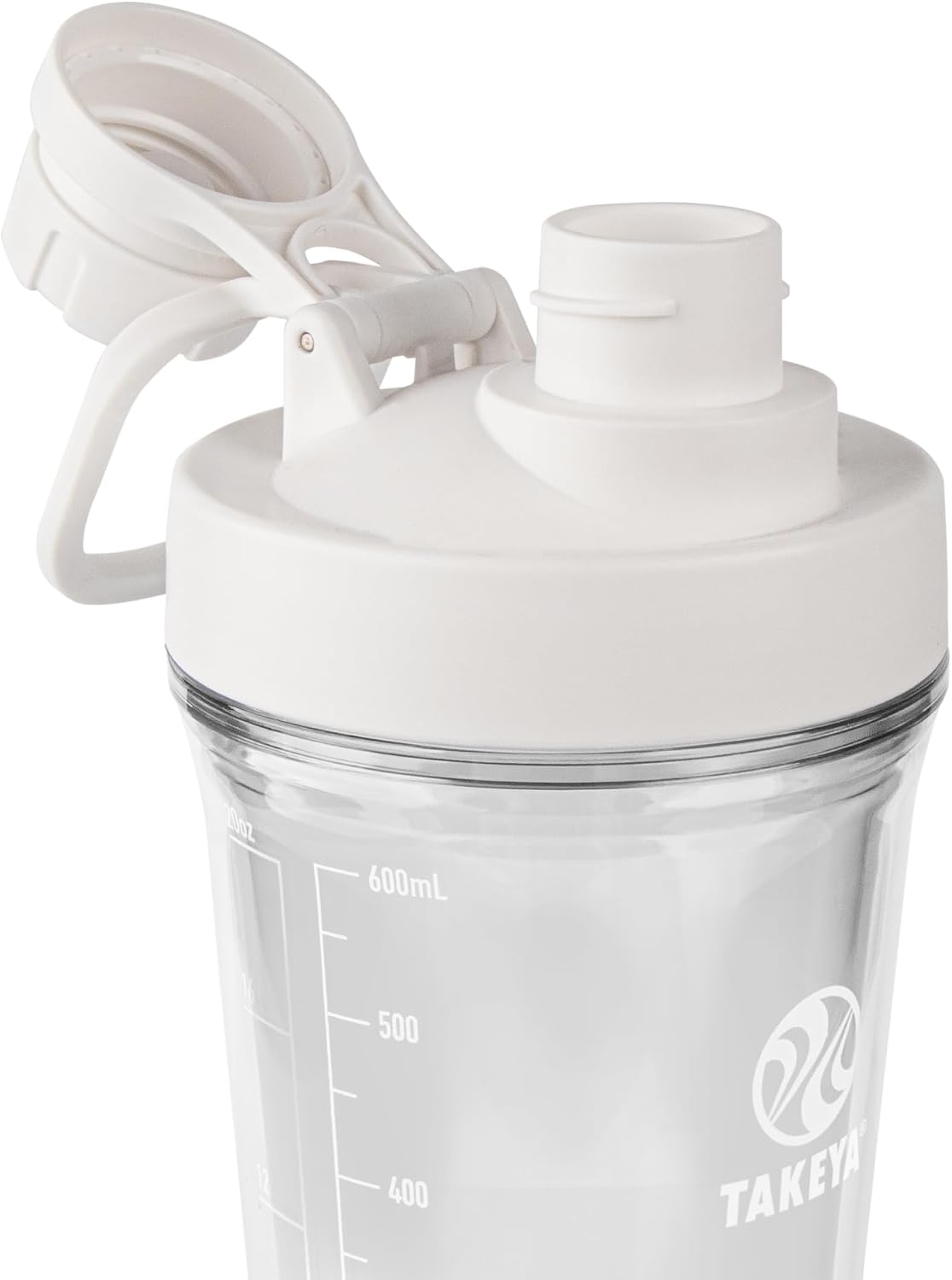 24 oz Cloud White Takeya Protein Shaker Bottle - BPA-Free, Leak-Proof Spout Lid, Dishwasher-Safe, Easy Carry for Gym