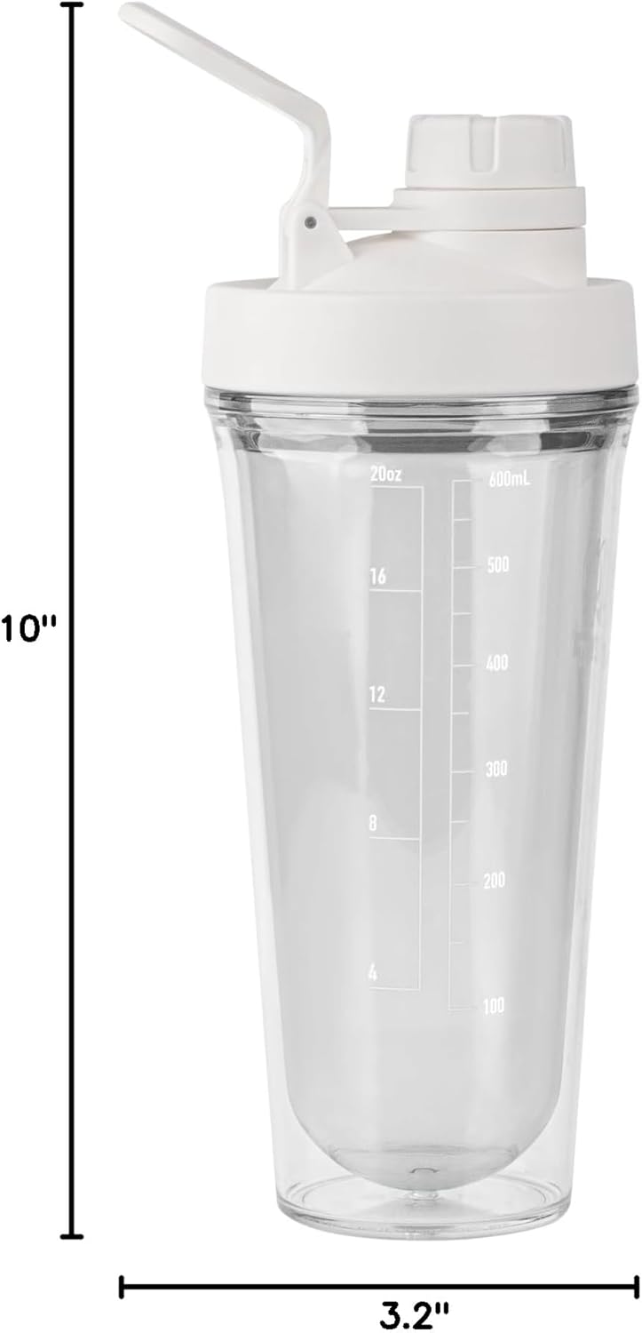 24 oz Cloud White Takeya Protein Shaker Bottle - BPA-Free, Leak-Proof Spout Lid, Dishwasher-Safe, Easy Carry for Gym