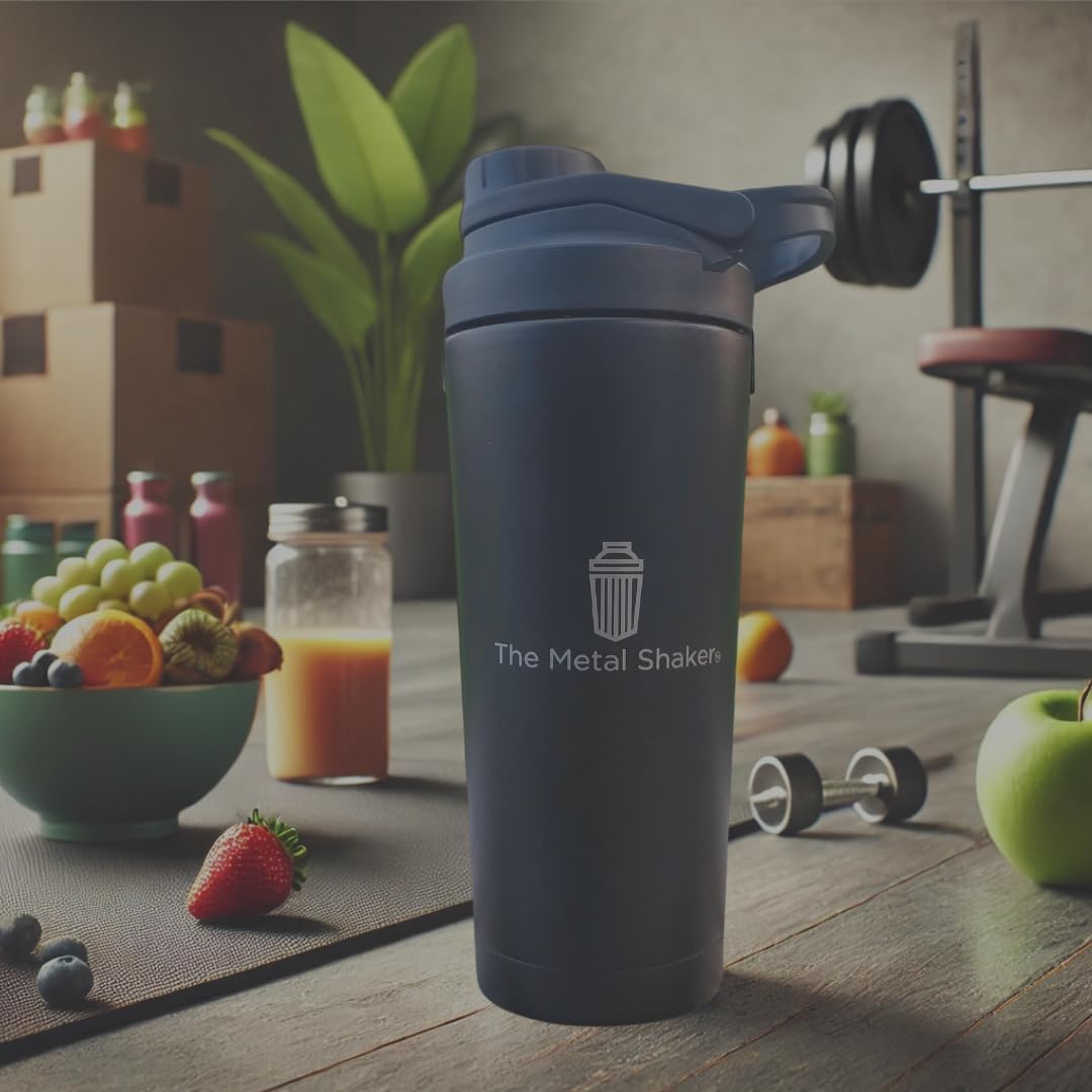 24 oz Stainless Steel Metal Shaker Bottle for Protein Shakes