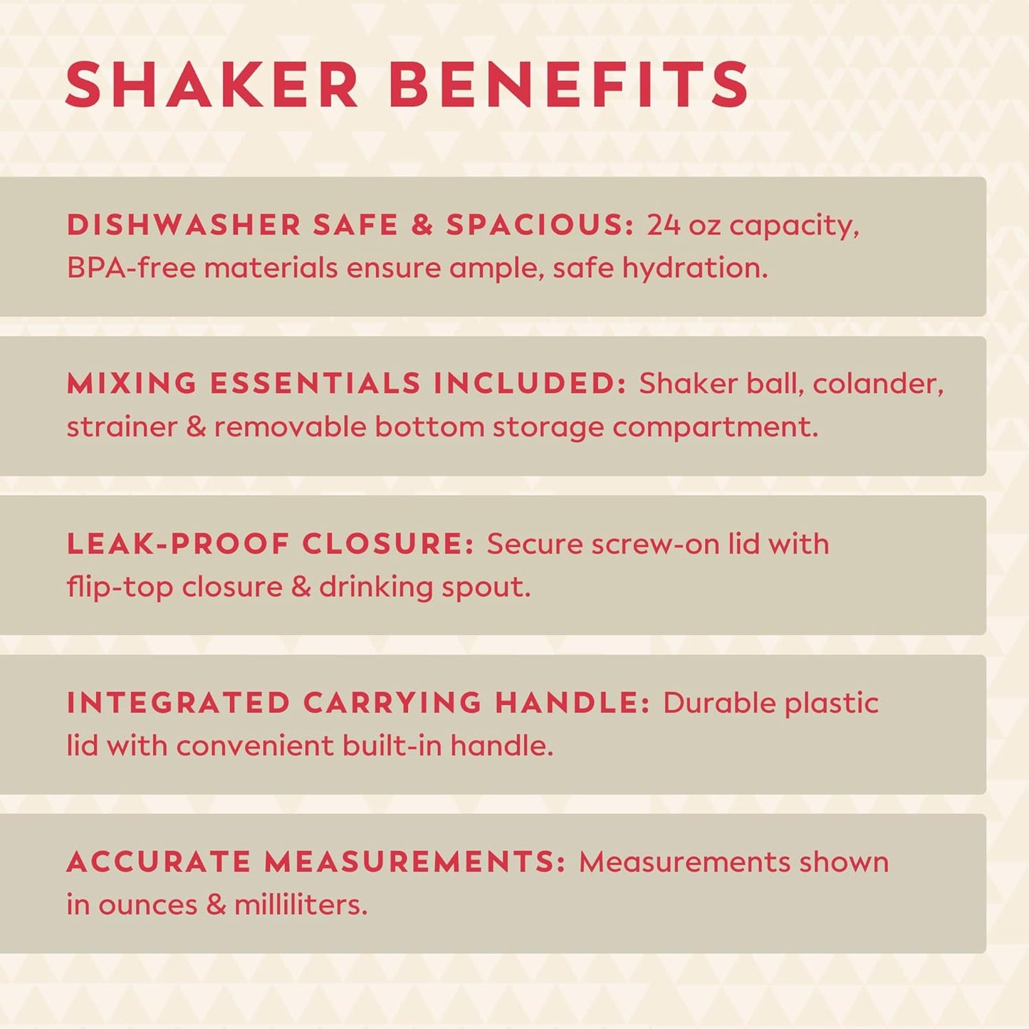 24 oz Veeg Fitness Shaker Bottle with Mixing Ball - Leak-Proof, Durable, BPA-Free Protein Shaker for Smooth Blends - Ideal for Protein Shakes, Pre-Workout, Gym, and Travel
