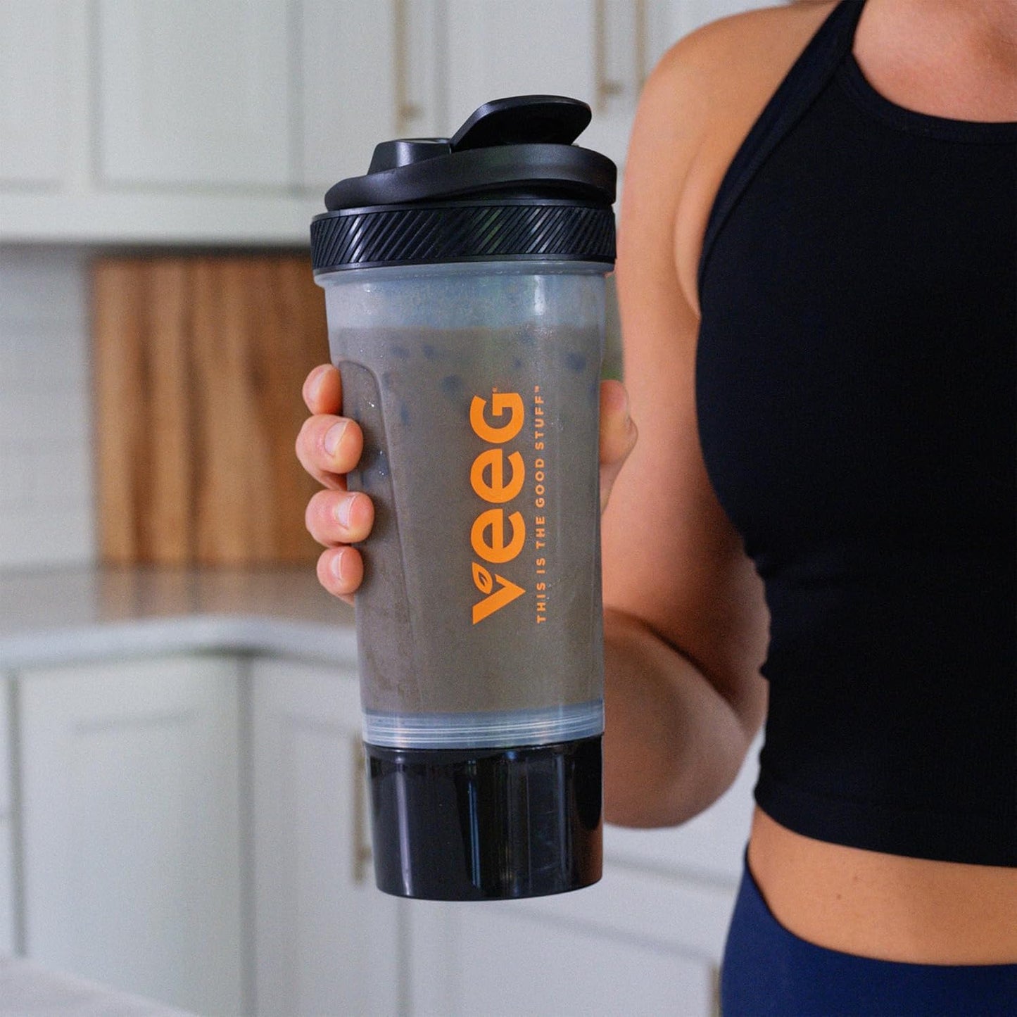 24 oz Veeg Fitness Shaker Bottle with Mixing Ball - Leak-Proof, Durable, BPA-Free Protein Shaker for Smooth Blends - Ideal for Protein Shakes, Pre-Workout, Gym, and Travel
