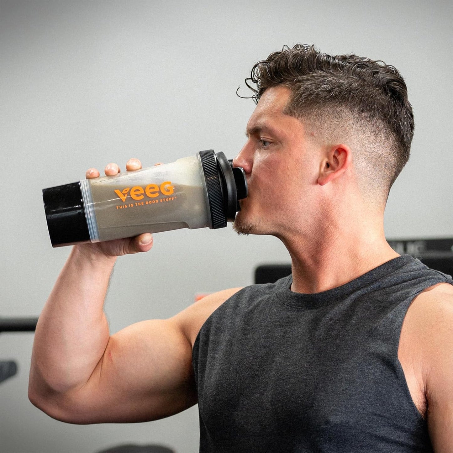 24 oz Veeg Fitness Shaker Bottle with Mixing Ball - Leak-Proof, Durable, BPA-Free Protein Shaker for Smooth Blends - Ideal for Protein Shakes, Pre-Workout, Gym, and Travel