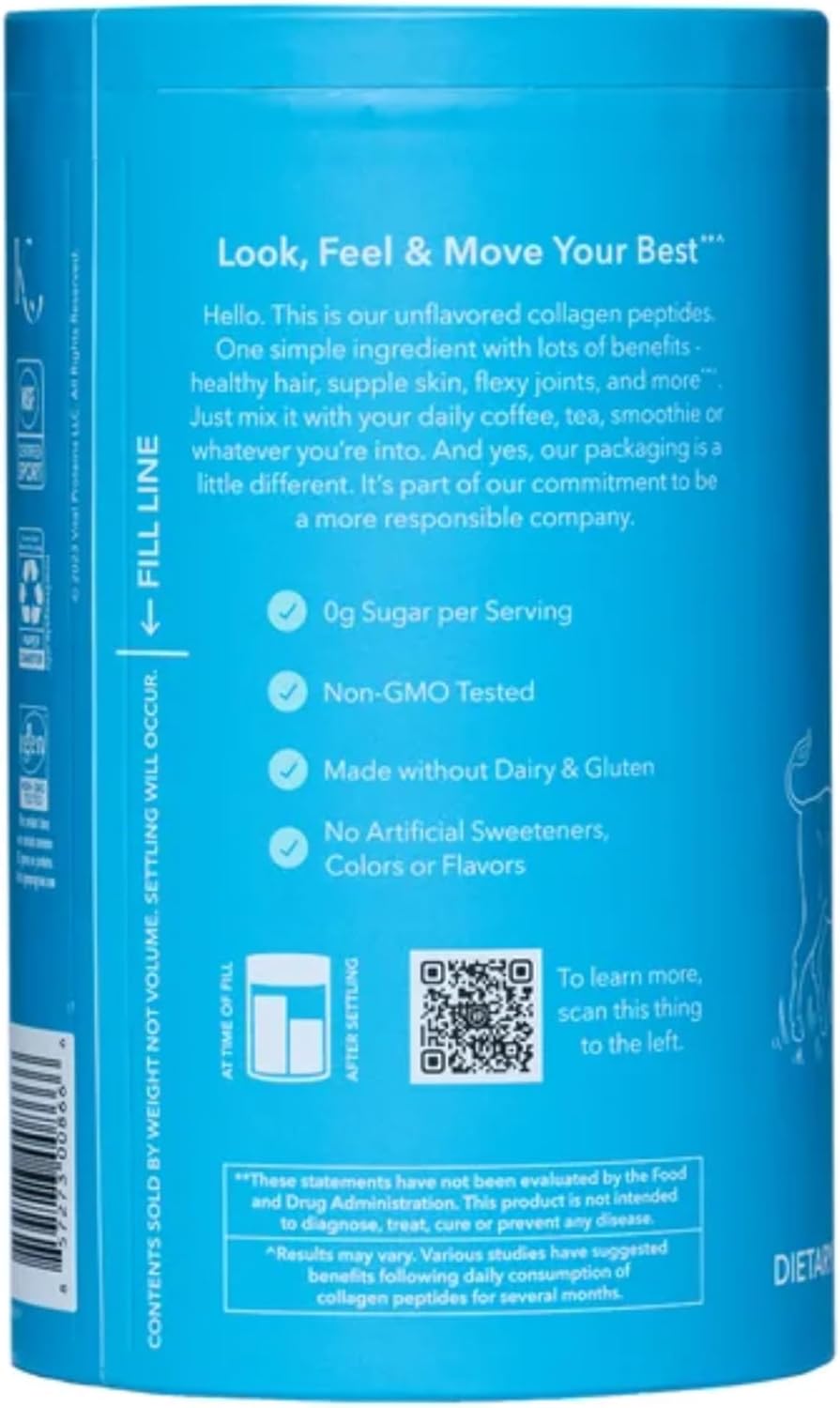 24 Oz Vital Proteins Collagen Peptides Unflavored Supplement for Healthy Diet and Skin