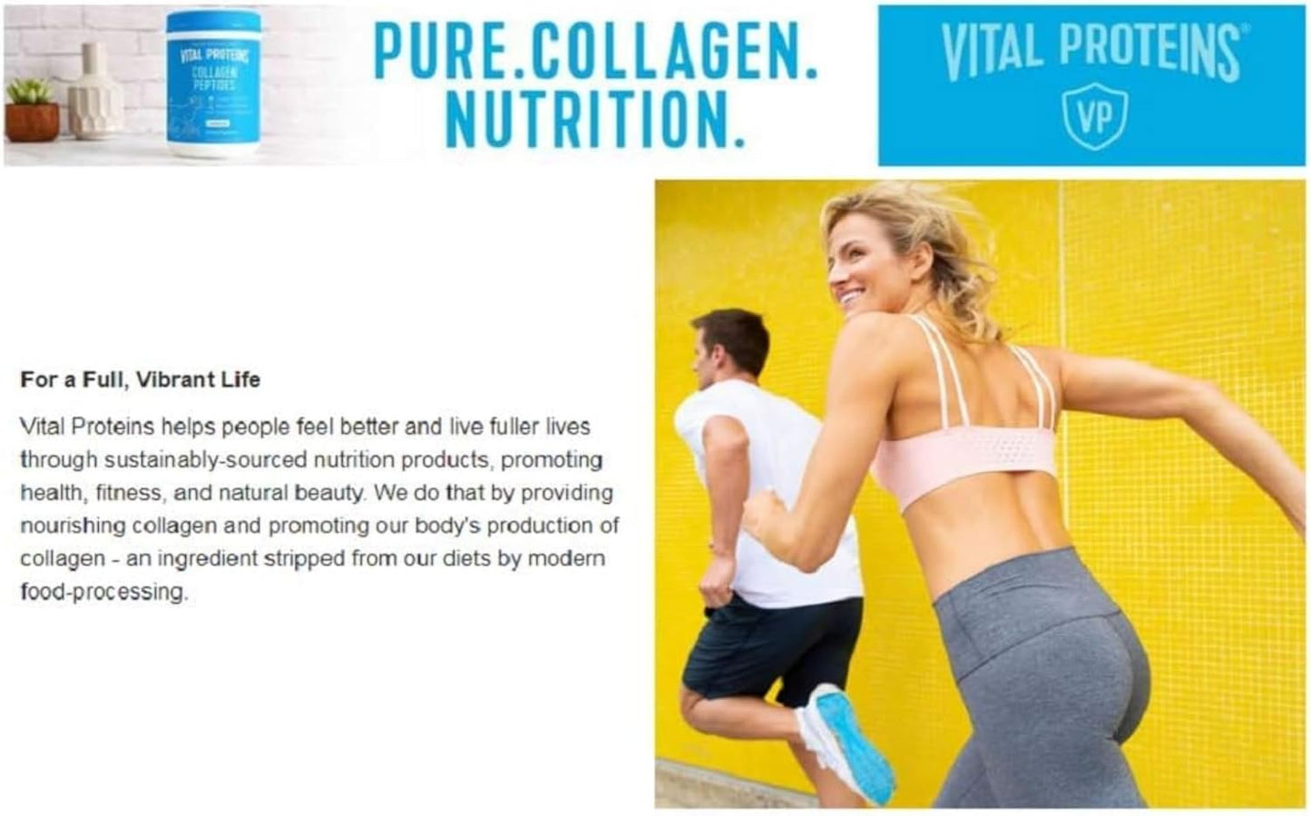 24 Oz Vital Proteins Collagen Peptides Unflavored Supplement for Healthy Diet and Skin