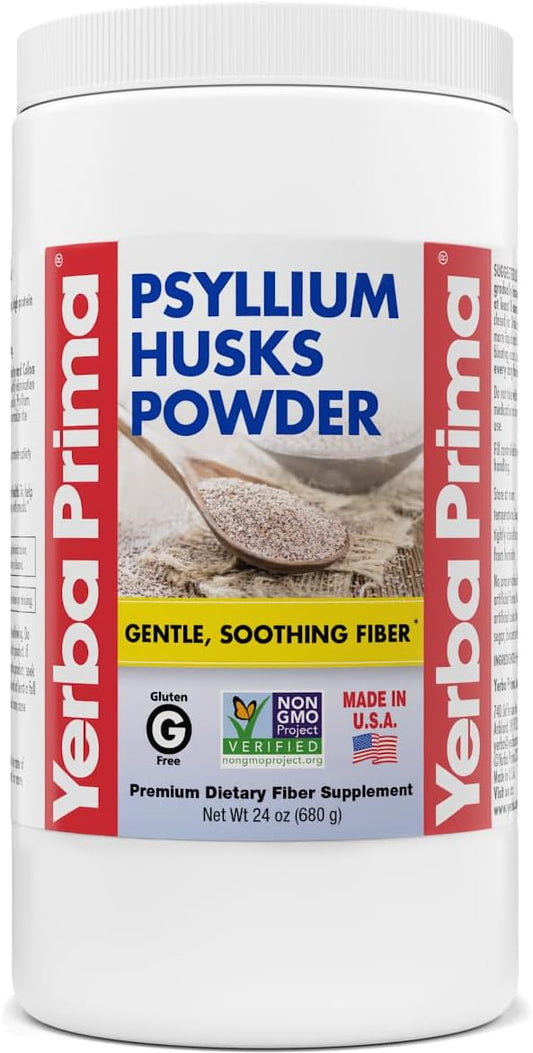 24 oz Yerba Prima Psyllium Husk Powder: Fine Ground, Unflavored, Sugar-Free Fiber Supplement - Ideal for Baking - Soluble & Insoluble Bulk for Regularity