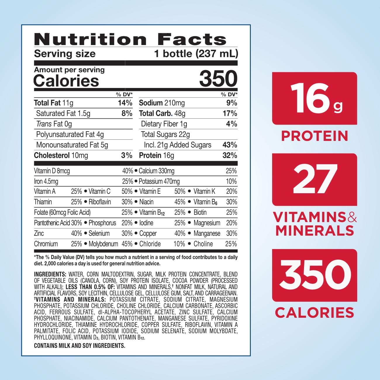 24 Pack Ensure Plus Nutrition Shake Meal Replacement Shakes 16g Protein Milk Chocolate