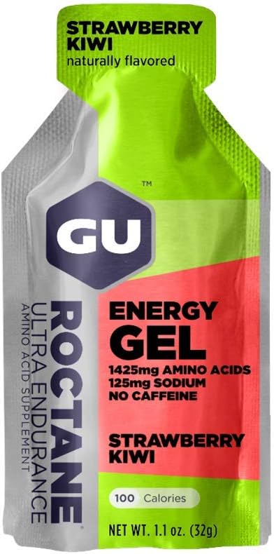 24 Packets of Vegan Gluten-Free GU Energy Roctane Ultra Endurance Energy Gel for Running, Biking, Hiking, Skiing - Strawberry Kiwi Flavor