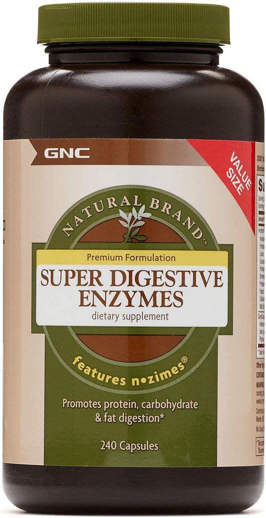240 Capsules GNC Natural Brand Super Digestive Enzymes for Protein, Carbohydrate, and Fat Digestion Support