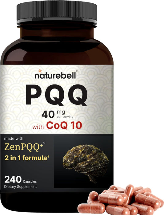 240 Capsules NatureBell PQQ 40mg with CoQ10 | ZenPQQ+ Formula for Heart, Brain, & Mitochondrial Health