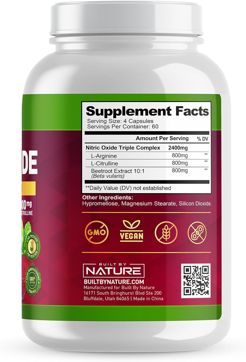 240 Capsules Nitric Oxide Supplement with L-Arginine, L-Citrulline, and Beet Root Extract - 2400mg