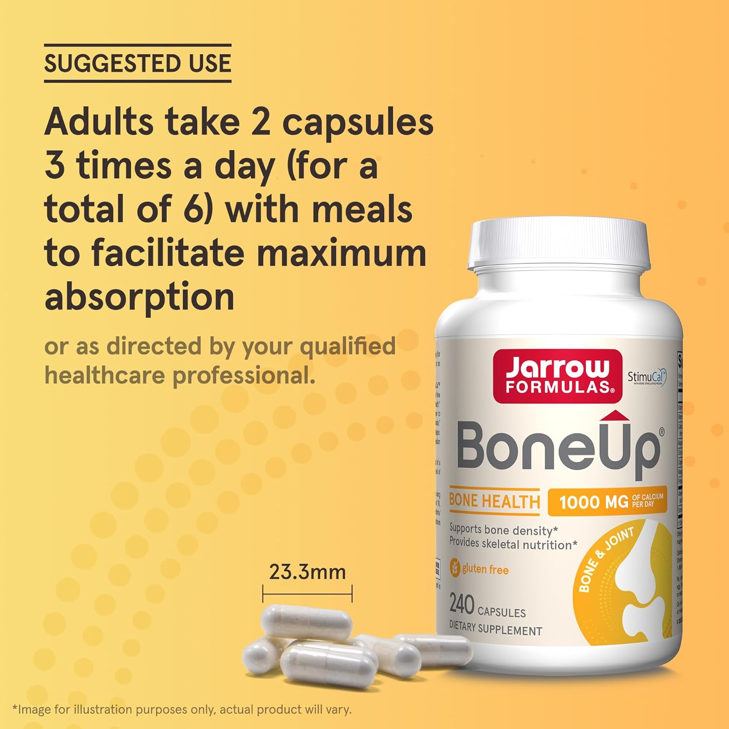 240 Capsules of Jarrow Formulas BoneUp for Bone Support with Vitamin D3, K2, and Calcium - Gluten Free & Non-GMO - 120 Servings