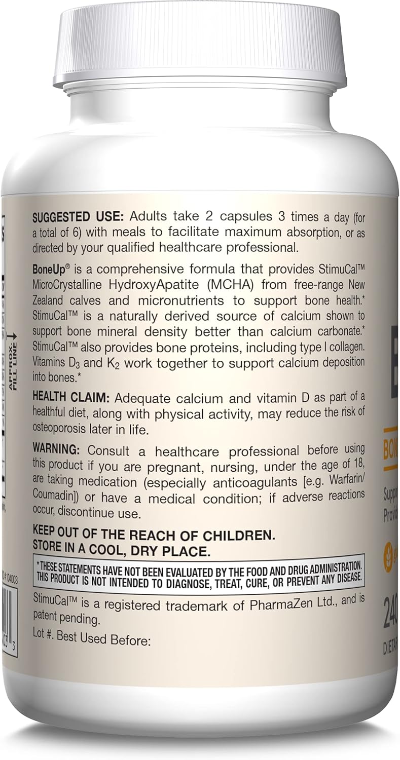 240 Capsules of Jarrow Formulas BoneUp for Bone Support with Vitamin D3, K2, and Calcium - Gluten Free & Non-GMO - 120 Servings