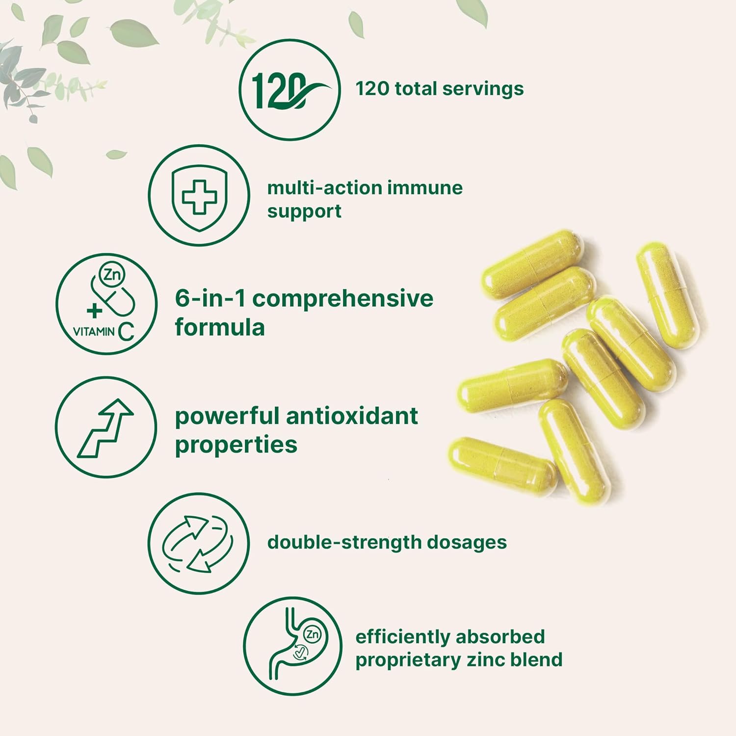 240 Capsules of Micro Ingredients Quercetin, Vitamin C, and Zinc | Immune Support Formula with Quercetin 500mg, Vitamin C 500mg, Zinc 50mg | Complete Immune Boosting Supplements