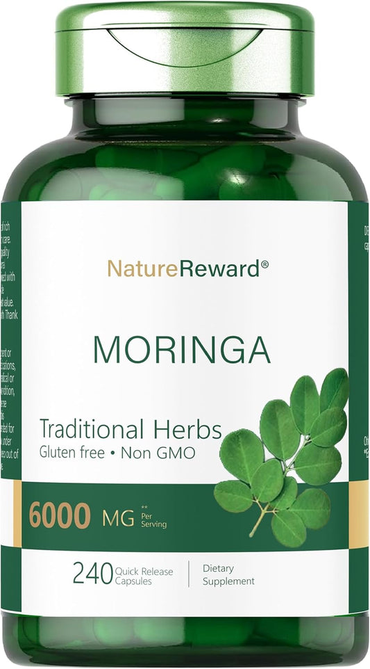 240 Capsules of Non-GMO Moringa Oleifera Supplement - Gluten Free Green Superfood from Moringa Leaf Powder