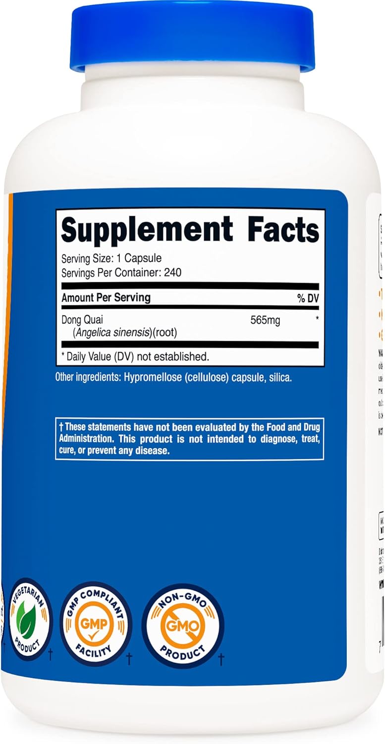 240 Capsules of Nutricost Dong Quai (Angelica Sinensis) 565mg - Vegetarian Capsules, Non-GMO, Gluten-Free