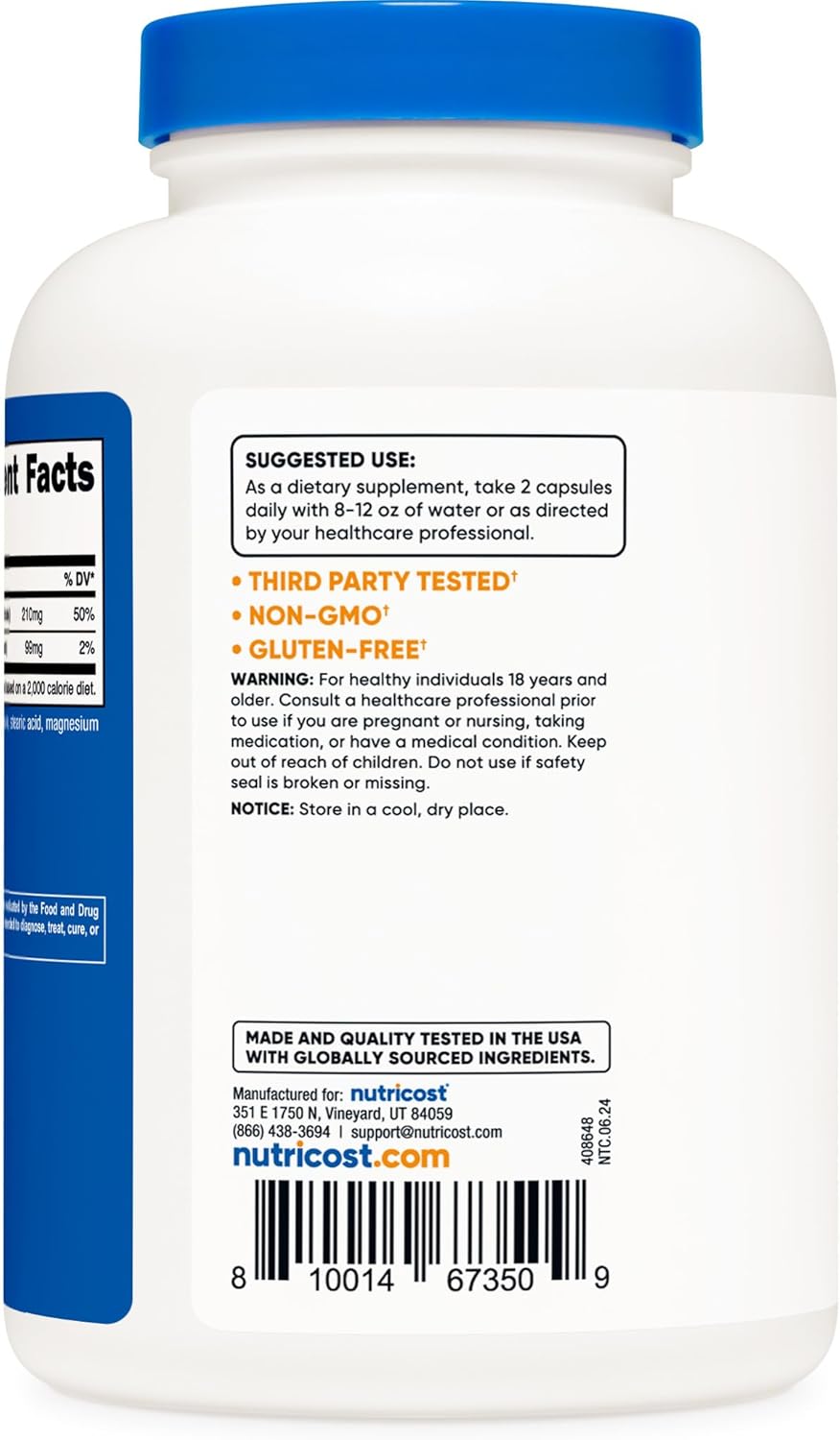 240 Capsules of Nutricost Potassium (99mg) and Magnesium (210mg) Citrates - Non-GMO and Gluten Free