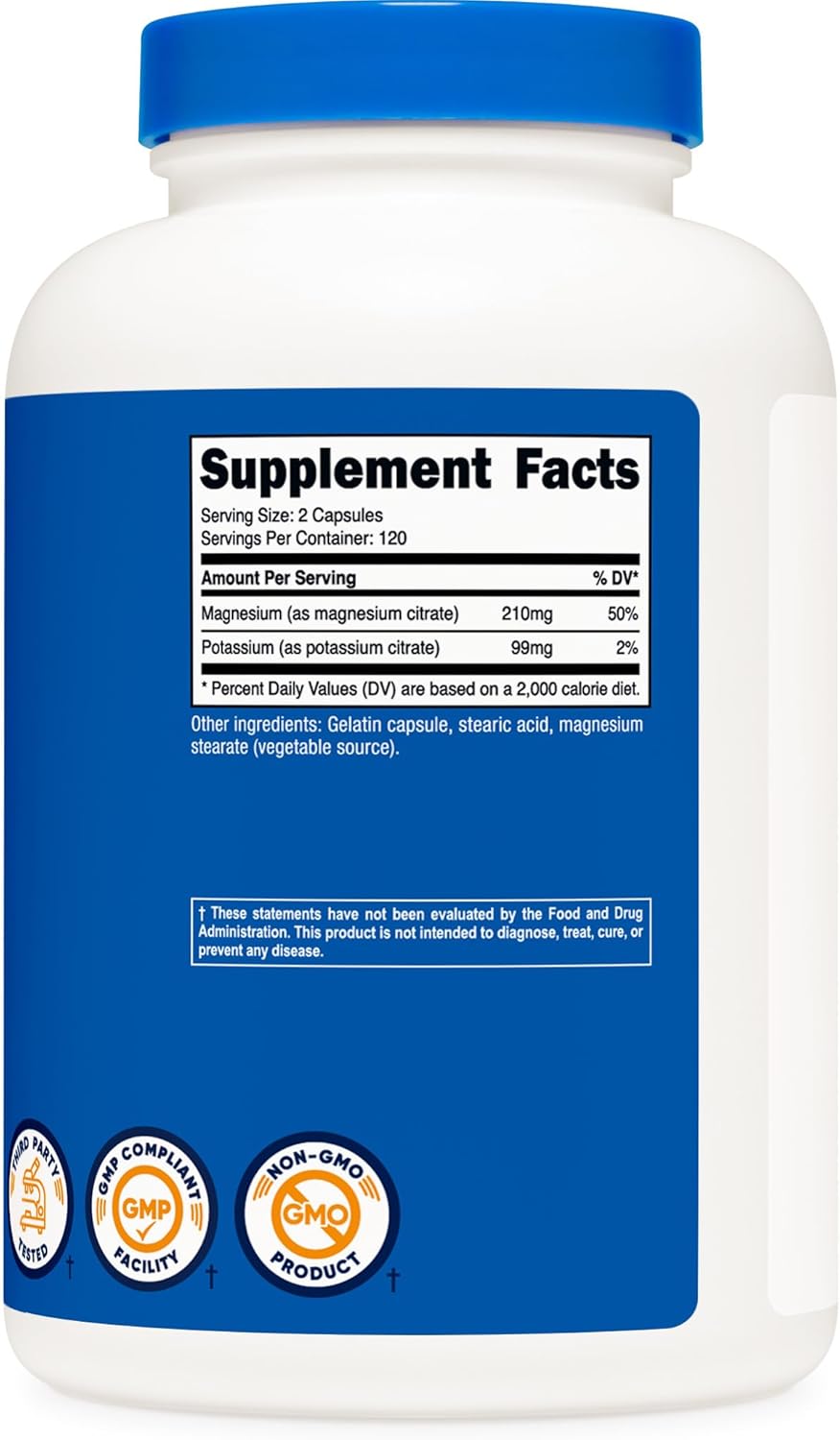 240 Capsules of Nutricost Potassium (99mg) and Magnesium (210mg) Citrates - Non-GMO and Gluten Free