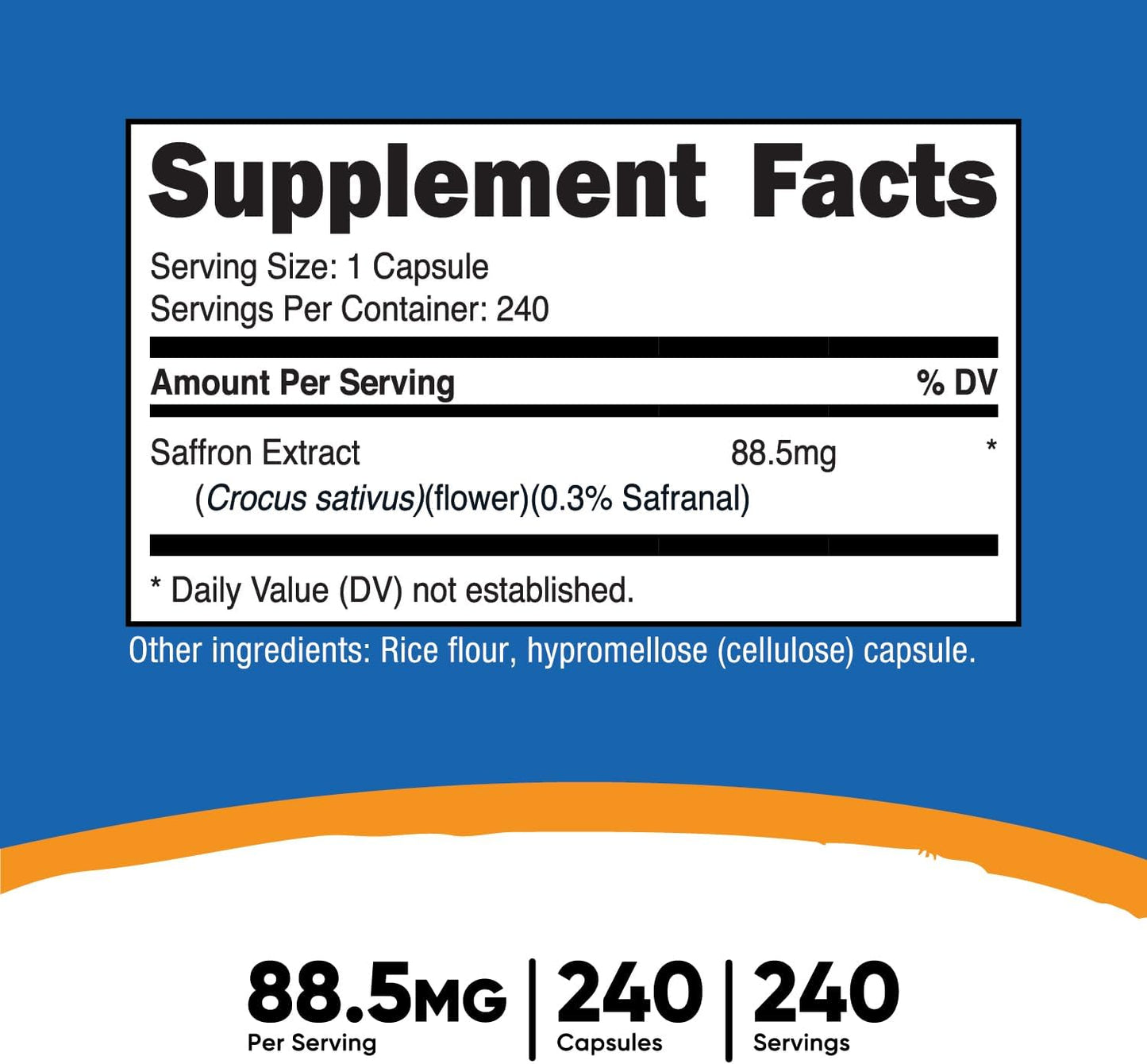 240 Capsules of Nutricost Saffron Extract 88.5mg - Veggie Caps, Non-GMO & Gluten Free
