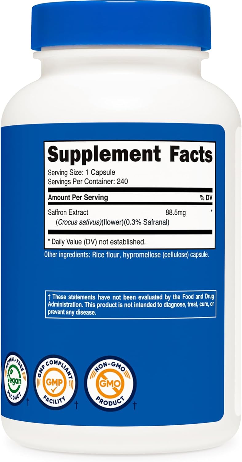 240 Capsules of Nutricost Saffron Extract 88.5mg - Veggie Caps, Non-GMO & Gluten Free