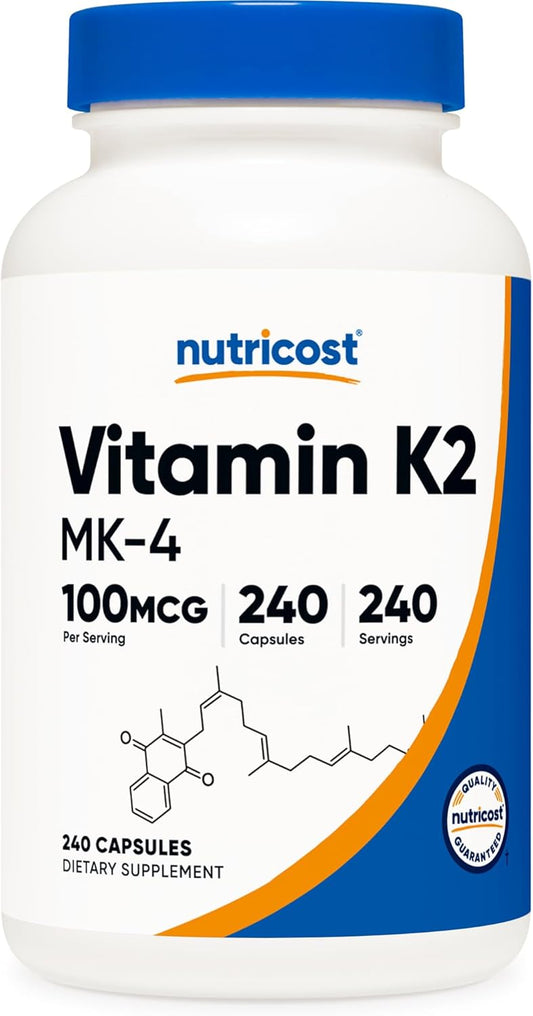 240 Capsules of Nutricost Vitamin K2 (MK4) - 100mcg, Gluten Free & Non-GMO Formula