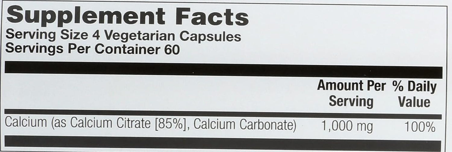 240 Capsules of Solaray Calcium Citrate in a 0.75 Bottle for Bone Health