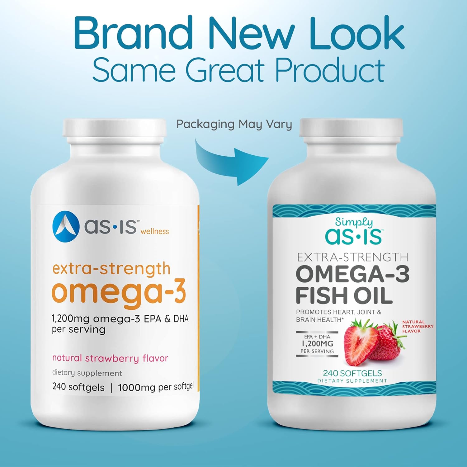 240 Count AS-IS Simply Extra-Strength Omega-3 Fish Oil Softgels with 1200mg EPA + DHA for Heart, Joint & Brain Health
