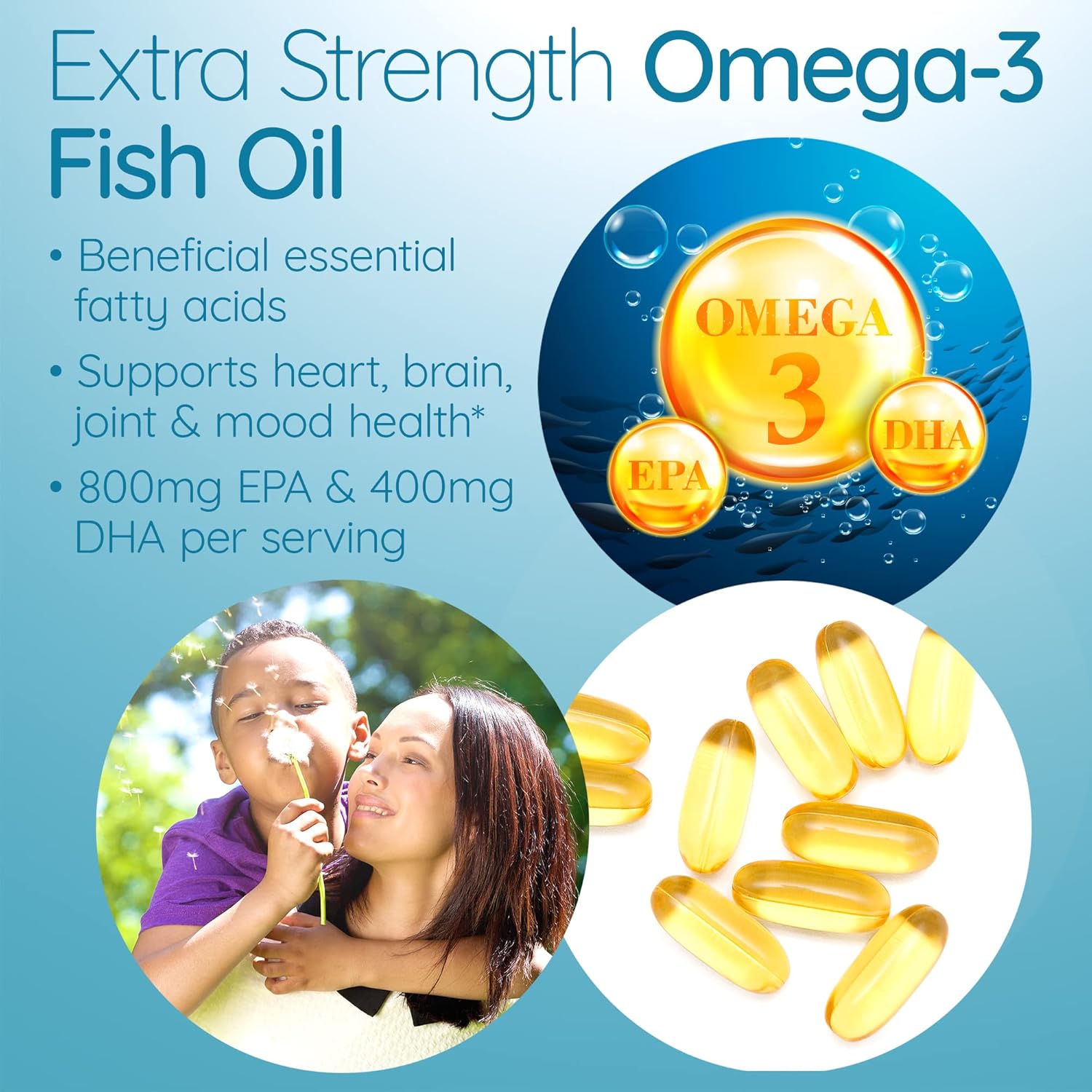 240 Count AS-IS Simply Extra-Strength Omega-3 Fish Oil Softgels with 1200mg EPA + DHA for Heart, Joint & Brain Health