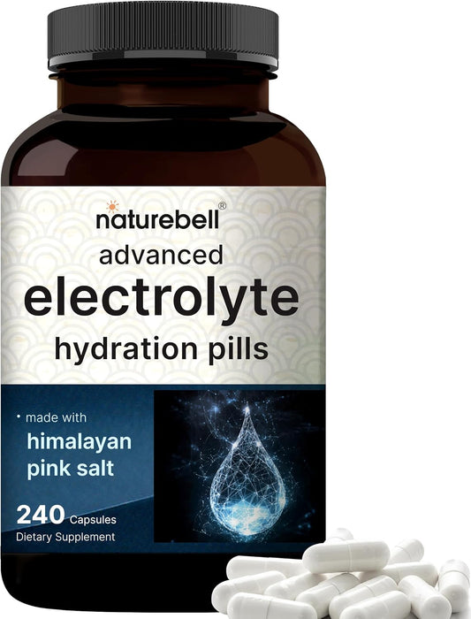 240 Count Electrolyte Pills with Himalayan Pink Salt for Fasting Hydration - Sodium, Potassium, Magnesium - Keto Friendly, Unflavored, Non-GMO