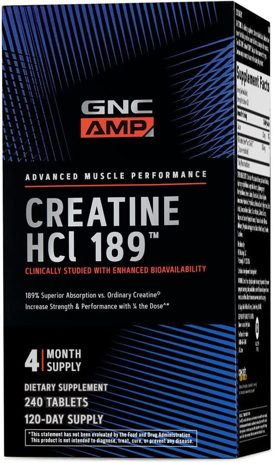 240 Count GNC AMP Creatine HCl Pills for Muscle Building, Energy Boost, and Performance Recovery | Fast Absorbing Gluten Free Supplement