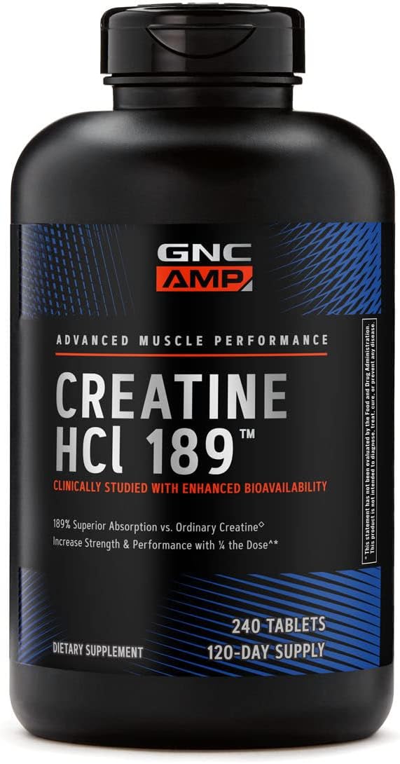 240 Count GNC AMP Creatine HCl Pills for Muscle Building, Energy Boost, and Performance Recovery | Fast Absorbing Gluten Free Supplement