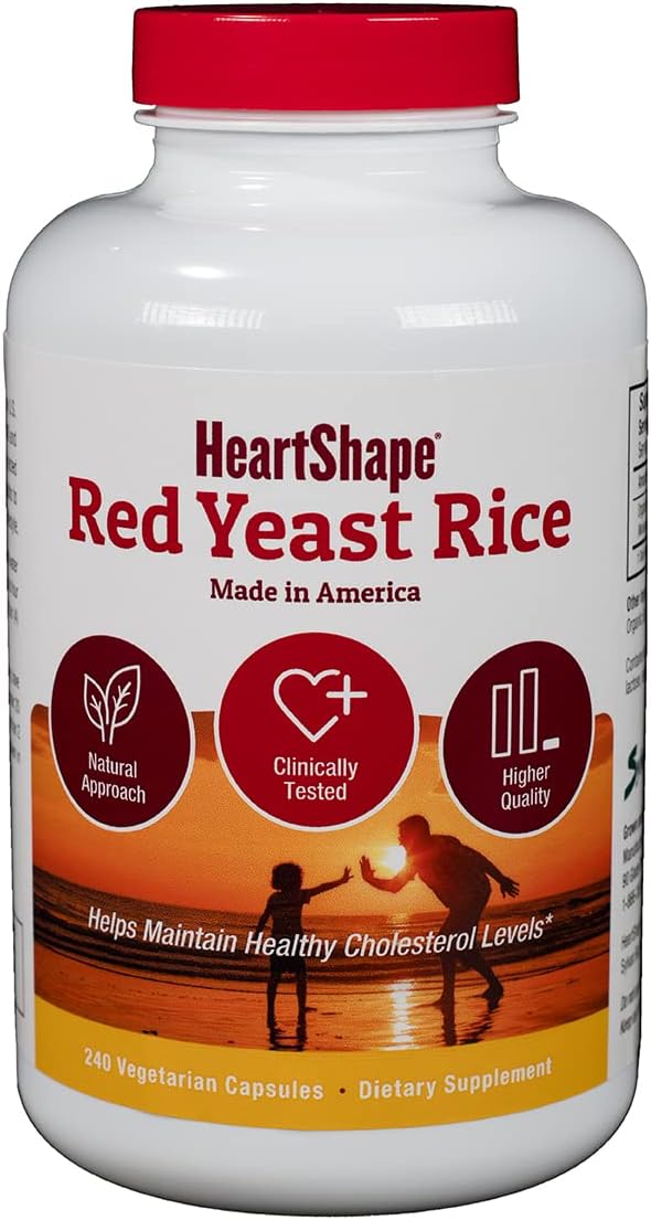 240 Count HeartShape Red Yeast Rice - Natural Cholesterol Support Supplement