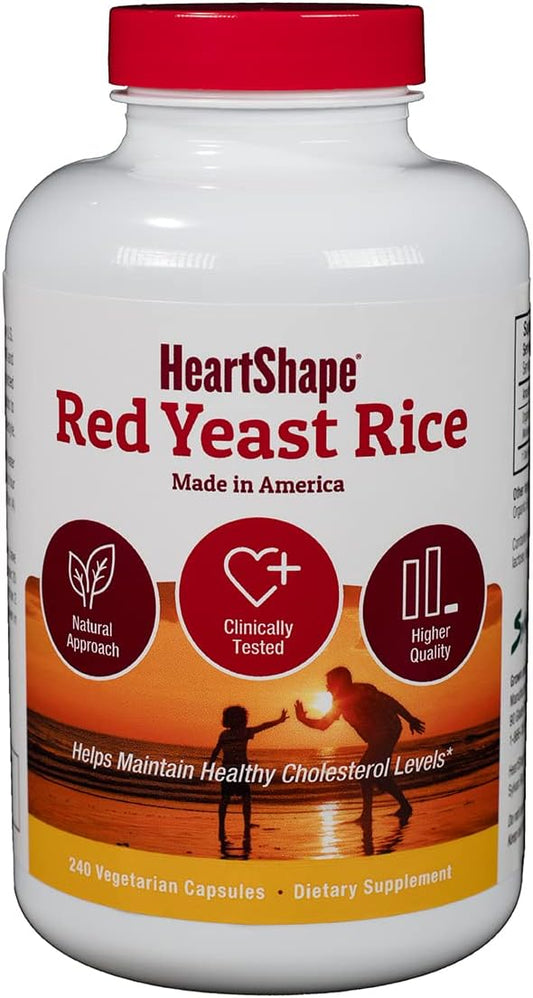 240 Count HeartShape Red Yeast Rice - Natural Cholesterol Support Supplement