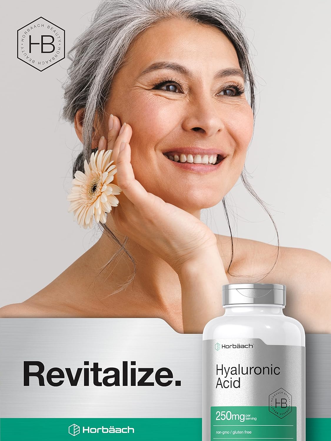 240 Count Horbäach Hyaluronic Acid Capsules - 250 mg, Non-GMO & Gluten Free Supplement