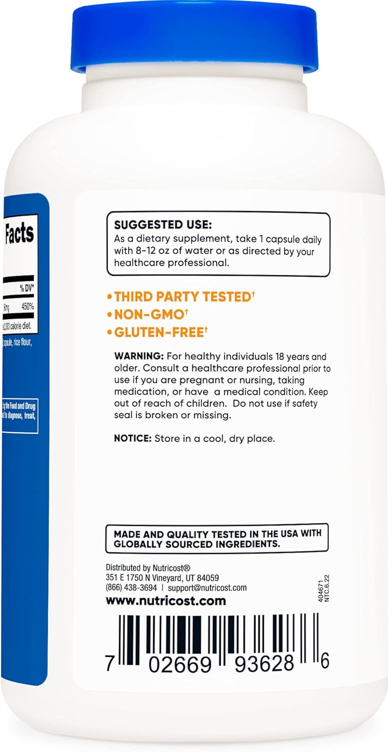 240 Count Nutricost Zinc Gluconate Veggie Capsules (50mg) - Pack of 2, Gluten Free, Non-GMO