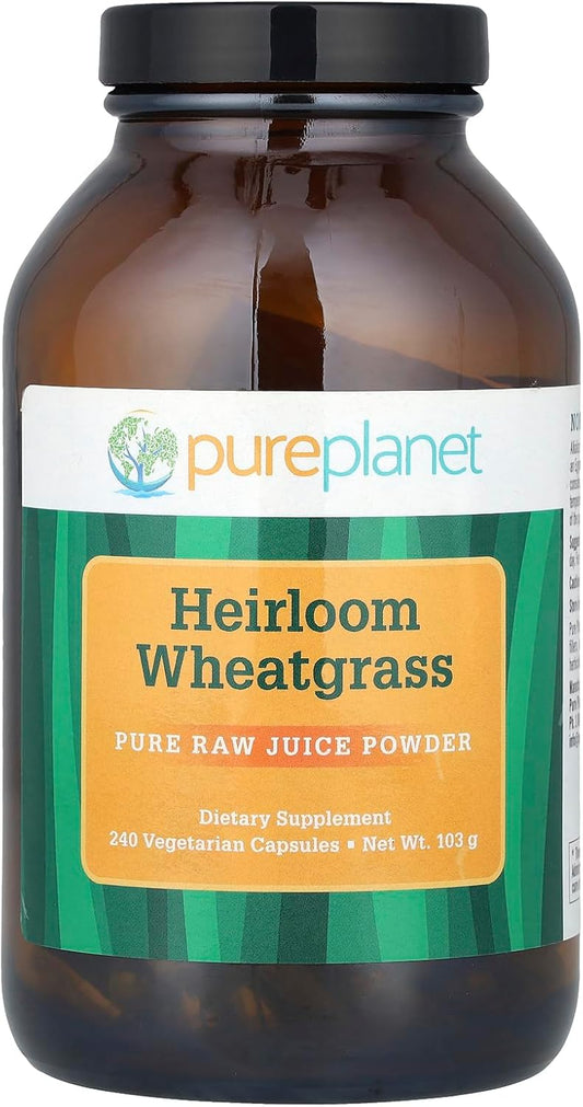 240 Count Pure Planet Heirloom Wheatgrass Vegetarian Capsules for Enhanced Nutrition