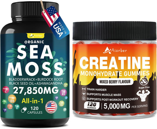 240 Count Sea Moss Creatine Monohydrate Gummies Bundle by Aiorber