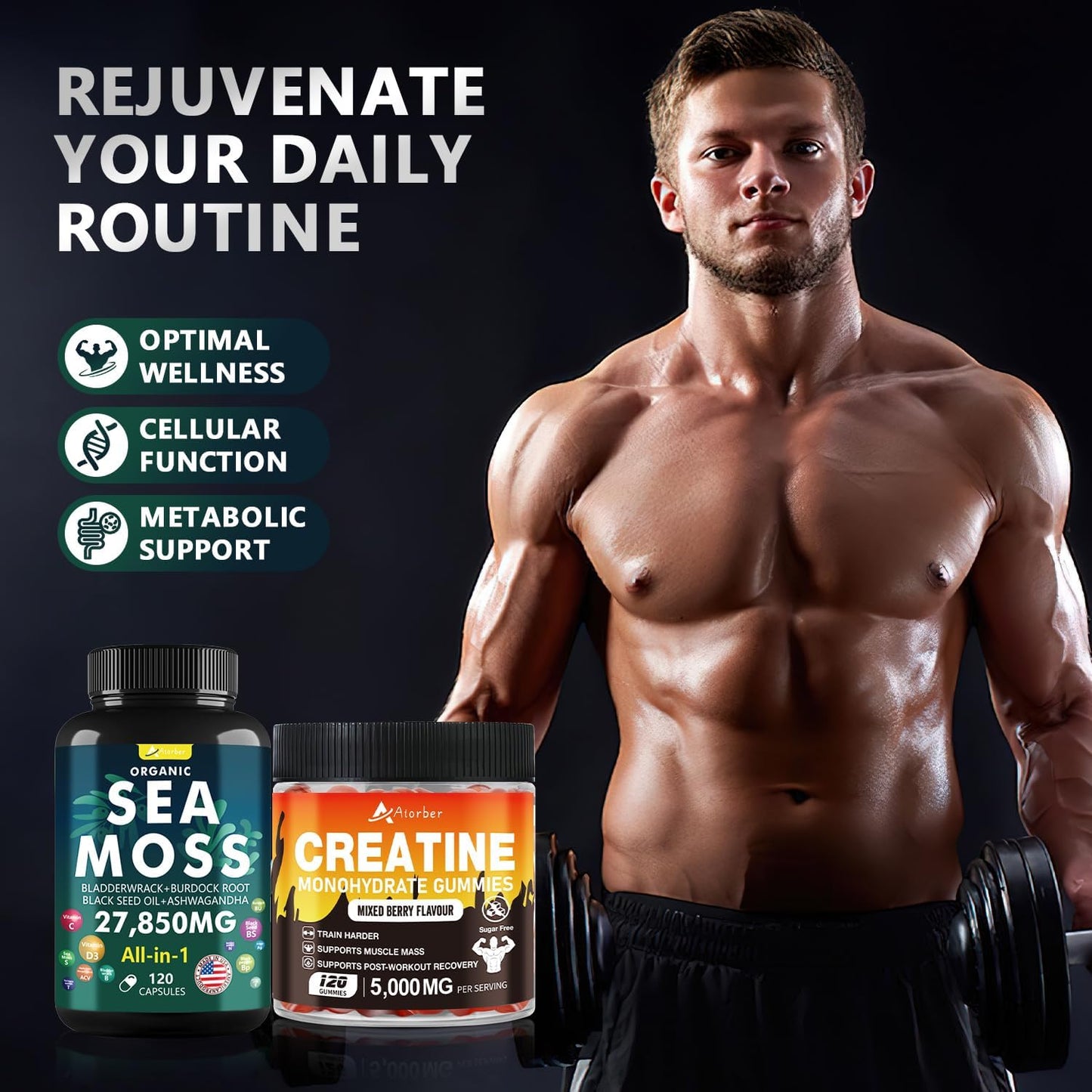 240 Count Sea Moss Creatine Monohydrate Gummies Bundle by Aiorber