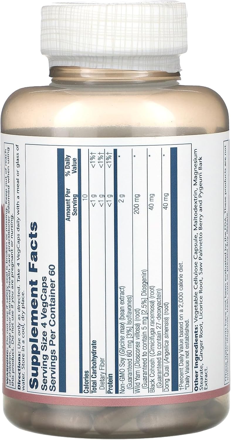 240 Count Solaray Phytoestrogen Supplement - Natural Menopause Support Formula