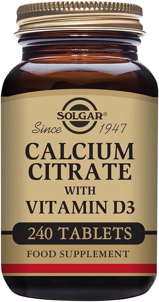 240 Count Solgar Calcium Citrate Tablets with Vitamin D3 for Bone Health