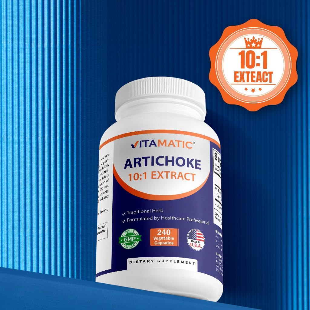 240 Count Vitamatic Artichoke Extract Capsules - 1000mg 10X Extract - Non-GMO, Gluten Free - USA Made Supplement