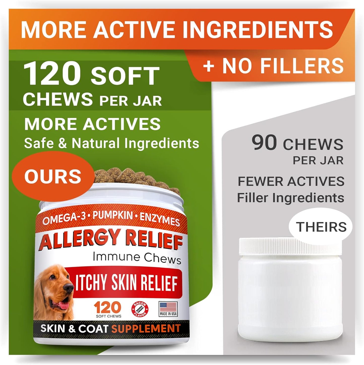 240 ct Strellalab Vet Strength Probiotics & Allergy Relief Bundle for Dogs - Chewable Fiber & Itchy Skin Treatment with Digestive Enzymes, Pumpkin, Upset Stomach & Hotspot Relief - Made in USA