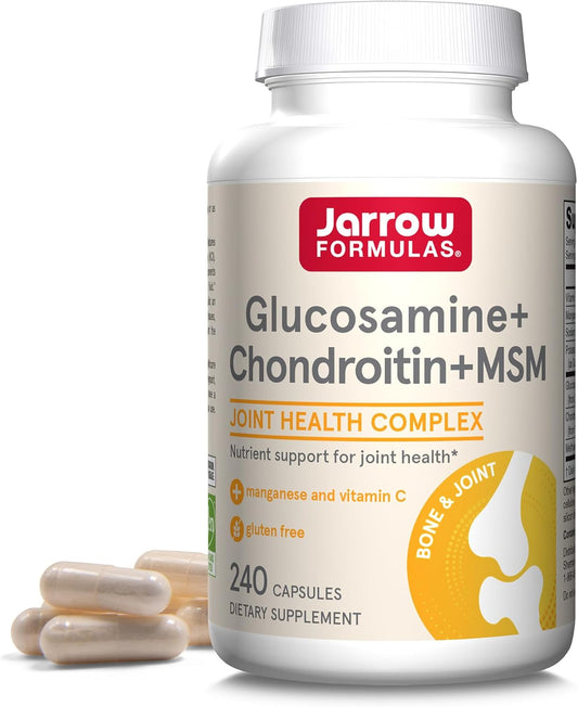 240 Jarrow Formulas Glucosamine + Chondroitin + MSM Capsules with Vitamin C and Manganese for Joint Support