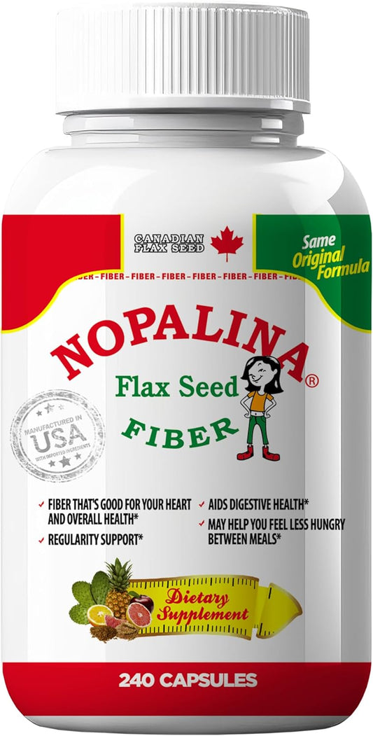 240 Nopalina Flax Seed Fiber Capsules - Natural Source of Fiber for Digestive Health