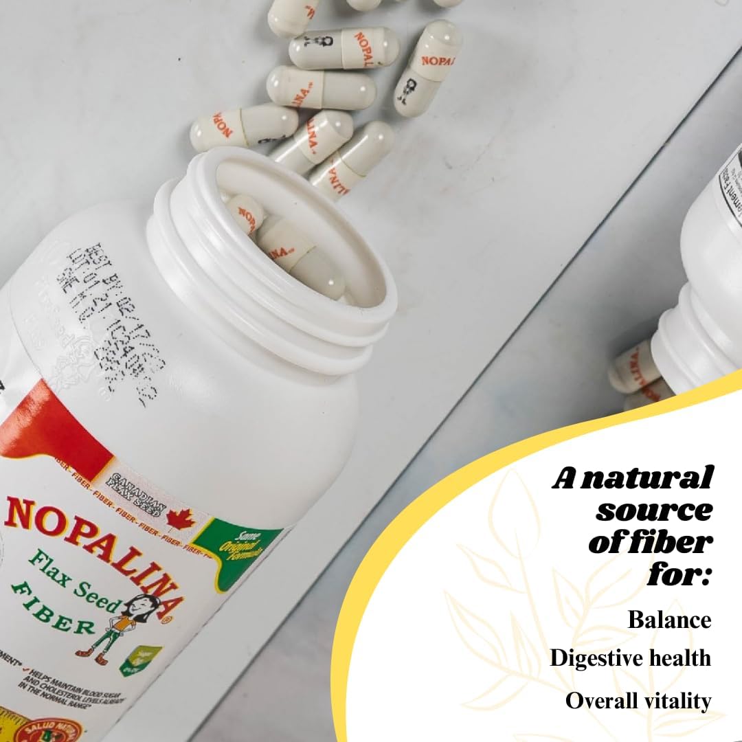 240 Nopalina Flax Seed Fiber Capsules - Natural Source of Fiber for Digestive Health