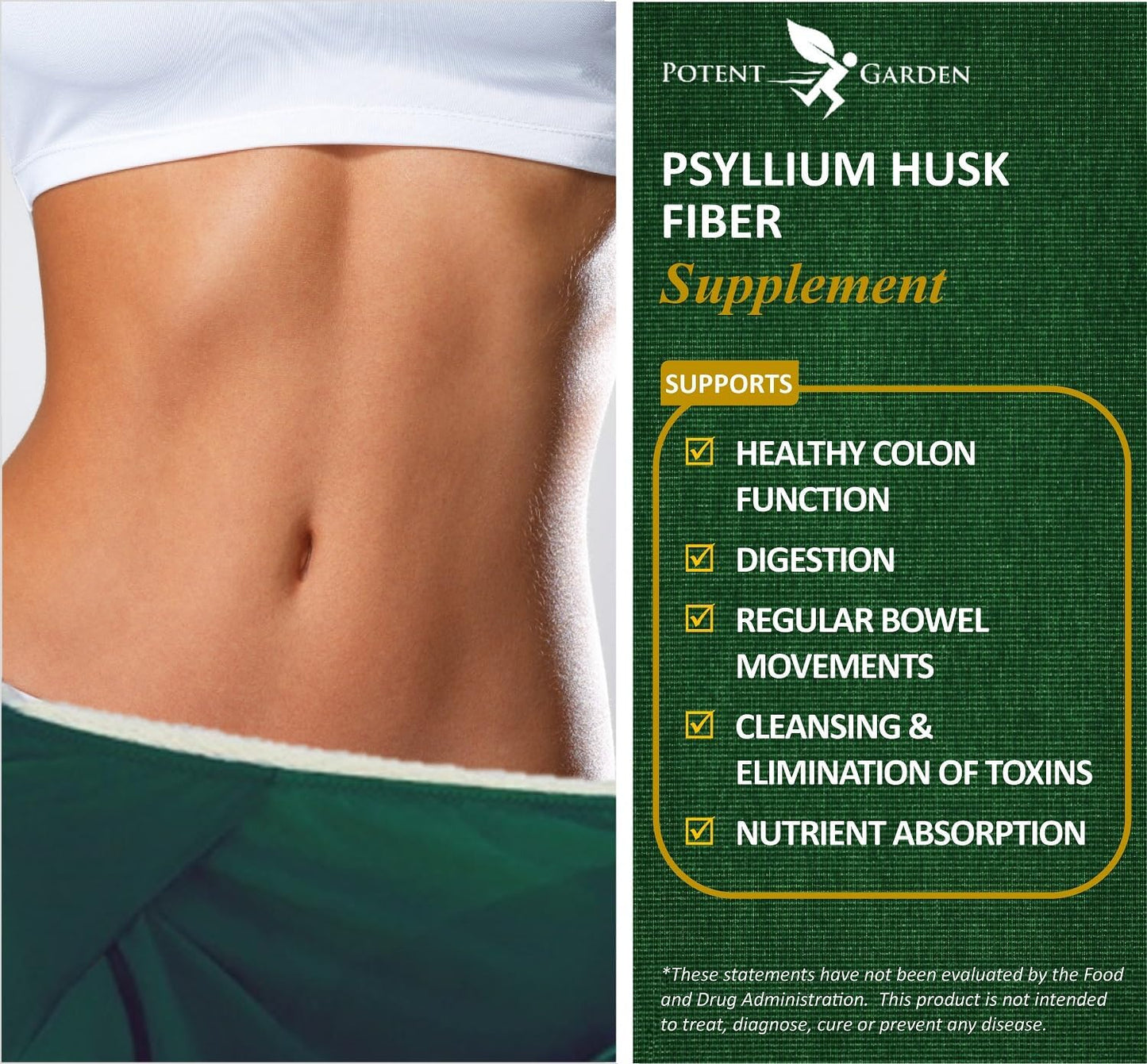 240 Potent Garden Psyllium Husk Capsules - Natural Soluble Fiber Supplement for Digestion & Regularity